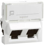 Legrand Program Mosaic RJ45 informatikai csatlakozóaljzat, 2xRJ 45 árnyékolatlan (UTP) Cat6, 2 modul széles, 45 fokban döntött aljzattal, fehér (0765049) (076504)