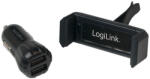 LogiLink USB autós töltőkészlet, 2portos töltő + tartó (PA0133) (PA0133)