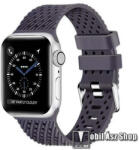  Okosóra sport szíj - SZÜRKE - szilikon, lyukacsos, légáteresztő - APPLE Watch Series 1/2/3 38mm / 4/5/6/SE 40mm / 7/8/9 41mm