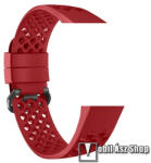 DEVIA DELUXE SPORT MESH okosóra szíj - légáteresztő, sportoláshoz, szilikon, S méret - PIROS - Fitbit Charge 3 / Fitbit Charge 3 SE / Fitbit Charge 4