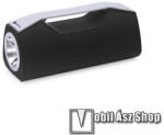  Hordozható Bluetooth hangszóró, elem lámpa - Bluetooth V5.0, beépített mikrofon, 3, 5mm AUX, USB port, FM rádió, TF kártyafoglalat, beépített 1200mAh akkumulátor - FEKETE