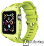  Okosóra szilikon szíj és védő keret - ZÖLD - APPLE Watch Series 1/2/3 38mm / 4/5/6/SE 40mm / 7 41mm