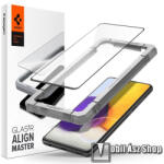 Spigen ALM FC előlap védő karcálló edzett üveg - FEKETE - 1db, 0.2mm, 9H, ujjlenyomatmentes, színkiemelés, segédkeret - SAMSUNG Galaxy A52 5G / A52 4G / A52s 5G - AGL02821 (AGL02821)