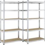 Juskys 2 darabos polcrendszer szett - 180x90x40 cm - ezüst (21096)