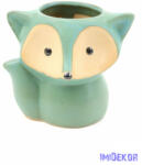  Rókás kerámia kaspó - Zöld