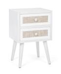 Bizzotto Comoda 2 sertare mdf alb rattan natur Montiel 37x31.5x56 cm (0744874) Comoda
