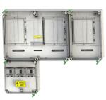 Csatári Plast 1/3F mérőszekrény 1xM63.80A+1xV32+1xH80A földkábeles 1-szintes PVT 7590 Á-V-H Fm-K