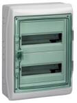 Schneider Electric Kiselosztó PE/N-sínnel műanyag 2x 12M falonkívüli szürke IP65 átlátszó ajtó Kaedra