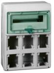 Schneider Electric Kiselosztó 6-dugajhellyel műanyag 1x 12M falonkívüli szürke IP65 ajtó Kaedra