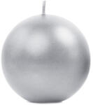 PartyDeco Gyertya - Gömb alakú, metál ezüst 8 cm