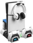 FroggieX FX-P5-C4-W PS5/PS5 Slim multifunkciós ventilátoros állvány + headset tartó (FX-P5-C4-W) - bestbyte