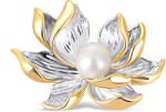 JwL Luxury Pearls Gyönyörű kétszínű bross gyönggyel 2 az 1- ben Lótuszvirág JL0698