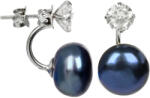 JwL Luxury Pearls Ezüst dupla fülbevaló kék színű igazgyönggyel és kristállyal JL0225