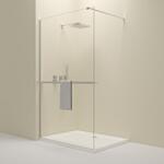 Erga Paris, Walk-In zuhany paraván 110x200 cm polccal és törülközőtartóval, 8 mm átlátszó üveg, króm profil, ERG-V02-PARIS-110x200-CL-CR-BAR (ERG-V02-PARIS-110X200-CL-CR-BAR)