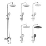 Mereo Mereo, Termosztatikus fali kádcsaptelep zuhanygarnitúrával, akksi nélkül. (tányér, zuhany, tömlő), MER-CB60101TSH (MER-CB60101TSH)