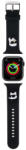 Apple Watch 4-6, SE, SE (2022) (38 / 40 mm) / Watch 7-9 (41 mm), szilikon pótszíj, állítható, napszemüveges lány és cica minta, Karl Lagerfeld 3D Choupette Head, fekete