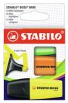 STABILO Highlighter - STABILO BOSS MINI - pachet de 3 - galben, portocaliu, verde
