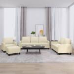 vidaXL Set de canapele cu perne, 4 piese, crem, piele ecologică (3201404) Canapea