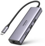 UGREEN 7 az 1-ben többfunkciós HUB USB Type C - 2x USB 3.2 Gen 1 / HDMI 4K 60Hz / SD és TF kártyaolvasó / USB Type C PD 100W / RJ45 1000Mbps (1Gbps) szürke (60515 CM512)