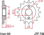 JT - Pinion (fata) JTF736, 14 dinti - Ducati 748Biposto E RS SP 750 (105-451-14)