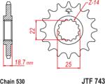 JT - Pinion (fata) JTF743, 15 dinti - Ducati Multistrada 1200 (105-610-15)