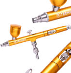Technic Modellező mini airbrush festékszóró 0, 3 mm-es fúvókával B-130 Double Action GOLD mini
