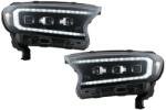 KITT Faruri LED Light Bar Dynamic Start-up Display Ford Ranger Raptor (2015-2020) LHD Negru cu Semnal Dinamic Matrix Projector Performance AutoTuning