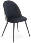Halmar Scaun tapitat stil clasic, pentru living/sufragerie, metalic, suporturi antiderapante, catifea si stofa, negru/alb
