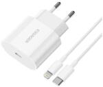 ESSAGER Charger USB-C 20W Essager with USB-C to Lightning cable (white) (EFJB02-XBL02-T) - wincity