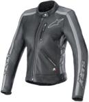 Alpinestars Jachetă de motocicletă din piele pentru femei Alpinestars Stella Dyno negru-gri (AIM101-268)