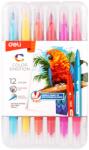 Deli Carioci cu varf pensula Deli 12 culori/cut 2 capete (DLEC15112)