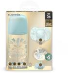 BabyJem Set biberon 270ml + suzeta 0-6m + lantisor albastru gold premium
