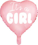 PartyDeco Foil Balloon Heart - It s a girl, 45 cm, roz deschis (FB21P-081J)