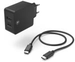 Hama Univerzális hálózati töltőadapter USB-A és Type-C csatlakozóval, PD/QC, 30W + 1m Type-C kábel, fekete