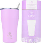 Estia Home Art Cană de Cafea Save The Aegean Pahar Termos Reciclabil din Oțel Inoxidabil Fără BPA 500 ml Mov Lavandă cu Pai 01-23195 (01-23195)