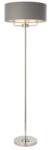 Endon Lighting ENDON Highclere 3lt Floor Bright nickel plate & charcoal fabric 3 x 40W E14 candle - ED-94378 (ED-94378)