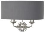 Endon Lighting ENDON Highclere 2lt Wall Bright nickel plate & charcoal fabric 2 x 40W E14 candle - ED-94406 (ED-94406)