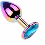 Guilty Toys Dop Anal Metalic, Medium, Multicolor, Piatra Albastru Deschis, Guilty Toys