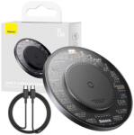 Baseus 047634 Baseus Simple 2 vezeték nélküli asztali töltő, 15W + USB Type-C kábel, fekete (047634)
