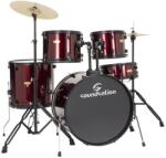 Soundsation EDK22B-WR - 5 részes dobszett, hársfa testtel, sárgaréz cintányérokkal, Borvörös