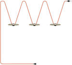 Creative-Cables Maioliche String Light Lumet rendszer 10 m-ről szövetkábellel, 3 lámpatartóval és lámpaernyővel, kampóval és fekete csatlakozóval (CATE27N100CM09DD24MA03)