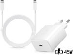 Samsung gyári hálózati töltő adapter Type-C bemenettel + 1, 8 m-es Type-C - Type-C kábel - 45W - EP-TA845EWE + EP-DX510JWE - fehér (ECO csomagolás) - rexdigital