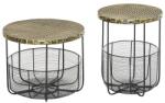 Art Masuta gradina/terasa/balcon, cu cos depozitare metalic, rotunda, negru si maro deschis, set 2 marimi (AR088401) - artool