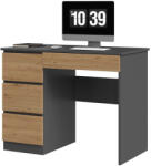 Nidilio Mijas Íróasztal - Bal Oldali Tárolókkal, Antracit-Tölgy