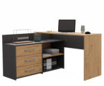 Nidilio Dany Sarok Íróasztal - Polccal, Tárolóval, Antracit-Tölgy