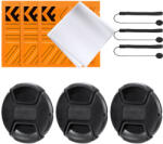 K&F Concept 3db objektívvédő sapka zsinórral + 3db törlőkendő, 95mm (KF-2027) - mikrosat