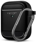 Spigen RUGGED ARMOR szilikon tok ütésállóság, karabíner, FEKETE Apple AirPods ASD01117 (ASD01117)