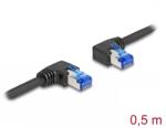 Delock Cablu de retea RJ45 Cat. 6A S/FTP unghi stanga/unghi dreapta 0.5m Negru, Delock 80420 (80420)