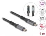 Delock Cablu coaxial de date + incarcare fast USB 4 type C 8K60Hz/240W/PD 3.1 cu afisaj 1m, Delock 86067 (86067)