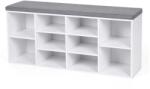 Jurhan GABI cipősszekrény párnázott ülőkével, 10 rekesz, 104x30x48cm, szürke/fehér Jurhan